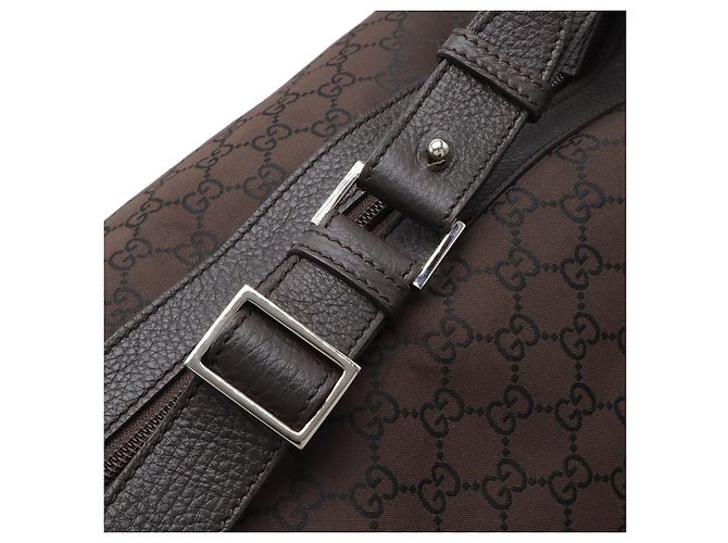 Gucci Nylon Leather Shoulder Boston Travel Bag Brown - view 7