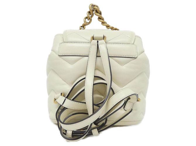Zaino in pelle Gucci GG Marmont Bianco - vista 2