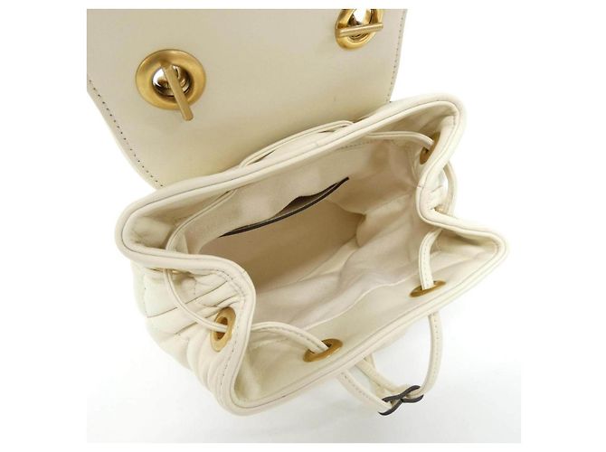 Zaino in pelle Gucci GG Marmont Bianco - vista 7