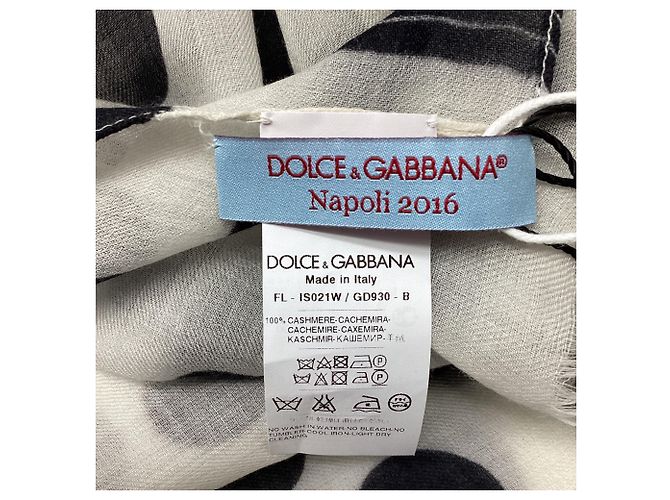 Sciarpa Dolce & Gabbana Napoli 2016 a pois in cashmere bianco - vista 3