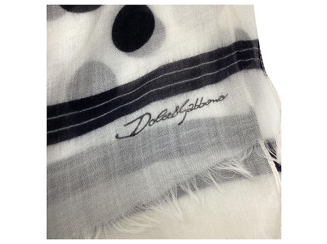 Sciarpa Dolce & Gabbana Napoli 2016 a pois in cashmere bianco - vista 4
