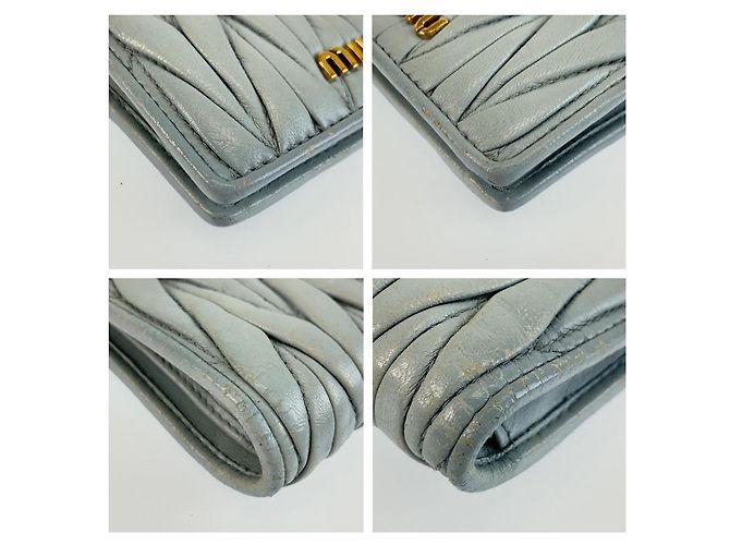 Portafoglio compatto trapuntato Miu Miu Matelasse 5MV204 Blu - vista 3