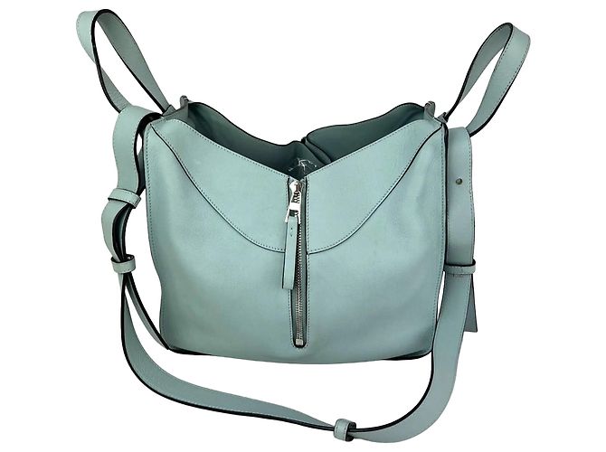 Borsa a tracolla Loewe Small Hammock in vitello blu - vista 3