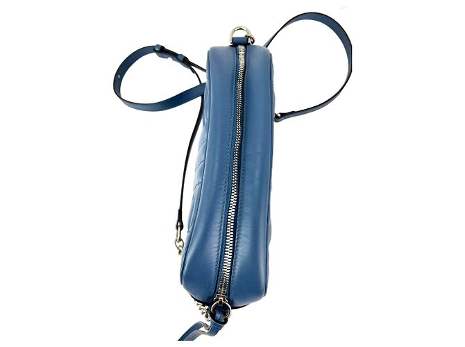 Borsa a tracolla Gucci GG Marmont Small Chain Matelassé in pelle Aria Blue - vista 10