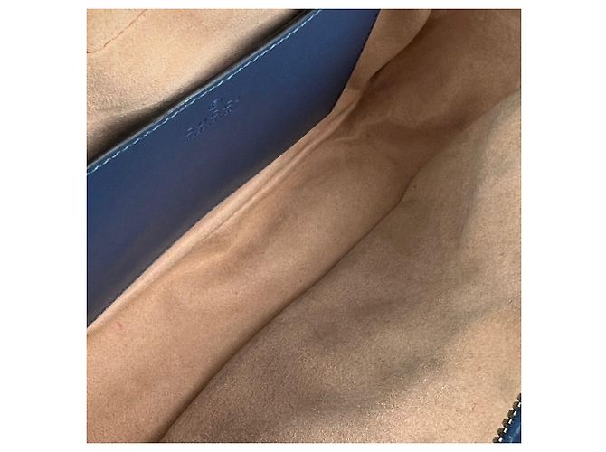 Borsa a tracolla Gucci GG Marmont Small Chain Matelassé in pelle Aria Blue - vista 3
