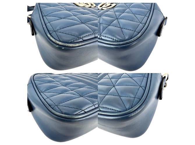Borsa a tracolla Gucci GG Marmont Small Chain Matelassé in pelle Aria Blue - vista 4