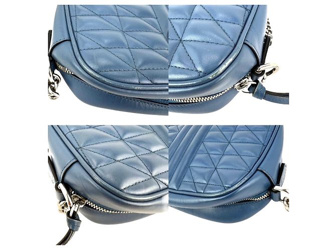 Borsa a tracolla Gucci GG Marmont Small Chain Matelassé in pelle Aria Blue - vista 5