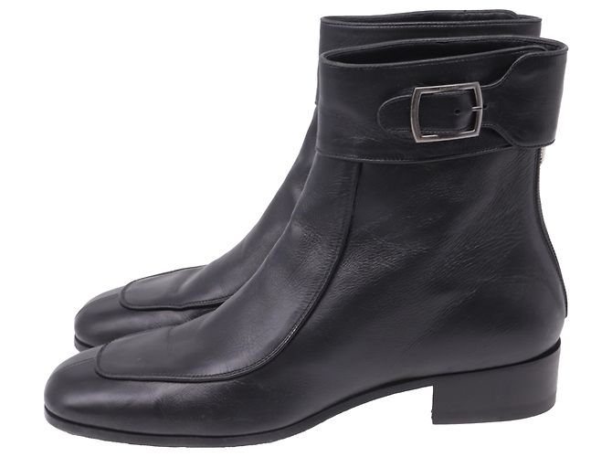 Yves Saint Laurent Botines Saint Laurent Miles en piel negra Negro - vista 4