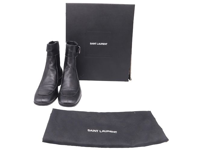 Yves Saint Laurent Botines Saint Laurent Miles en piel negra Negro - vista 6