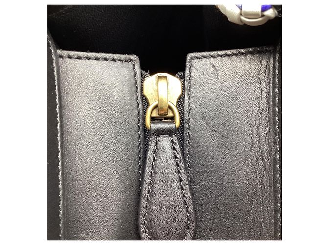 Céline Bolsa Celine Mini Luggage Plaid em couro azul e branco Multicor - vista 15