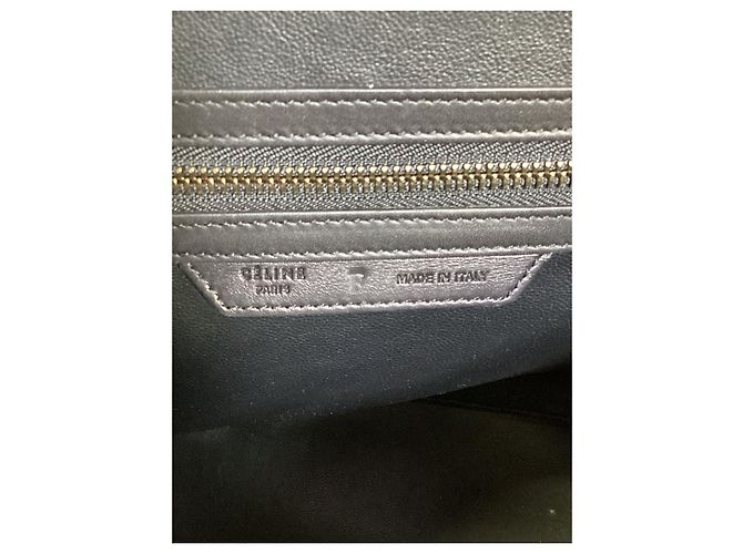 Céline Bolsa Celine Mini Luggage Plaid em couro azul e branco Multicor - vista 18