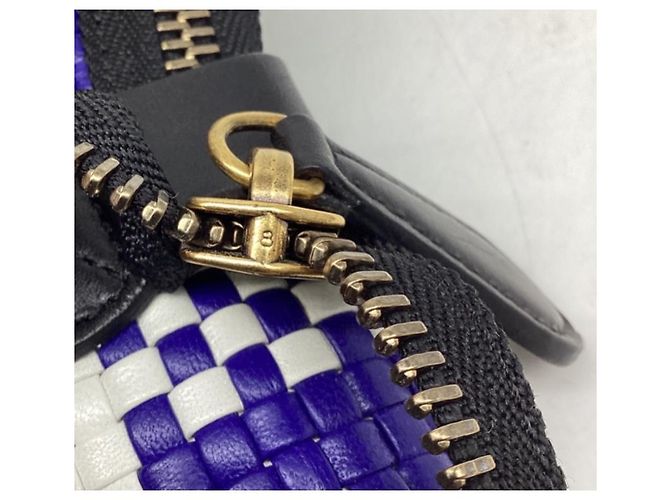 Céline Bolsa Celine Mini Luggage Plaid em couro azul e branco Multicor - vista 19
