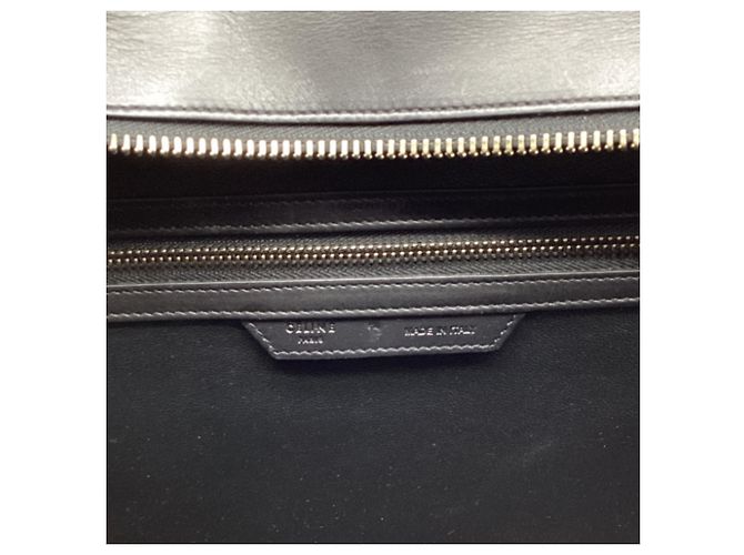Céline Bolsa Celine Mini Luggage Plaid em couro azul e branco Multicor - vista 9