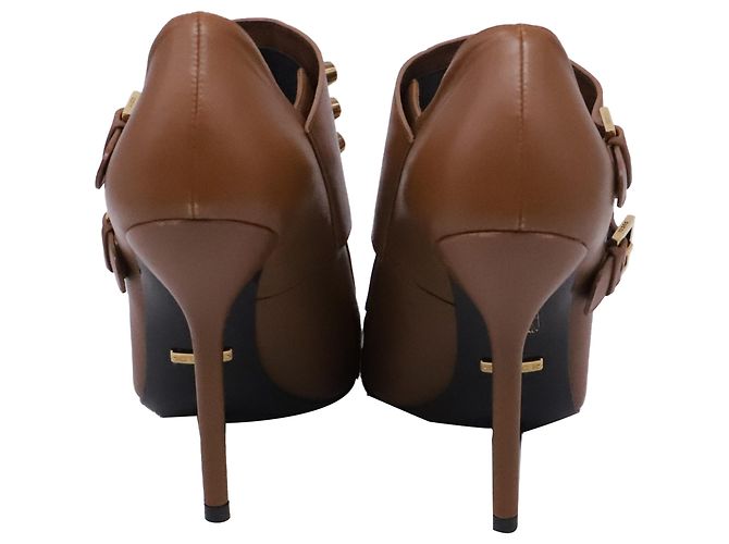 Stivaletti borchiati Gucci Charlotte in pelle marrone Rosso - vista 5