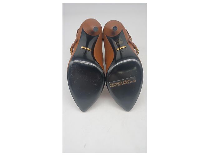 Stivaletti borchiati Gucci Charlotte in pelle marrone Rosso - vista 8