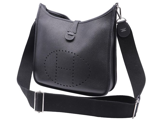 Borsa a tracolla Hermès Evelyne III in pelle Clemence nera Stampa python - vista 2