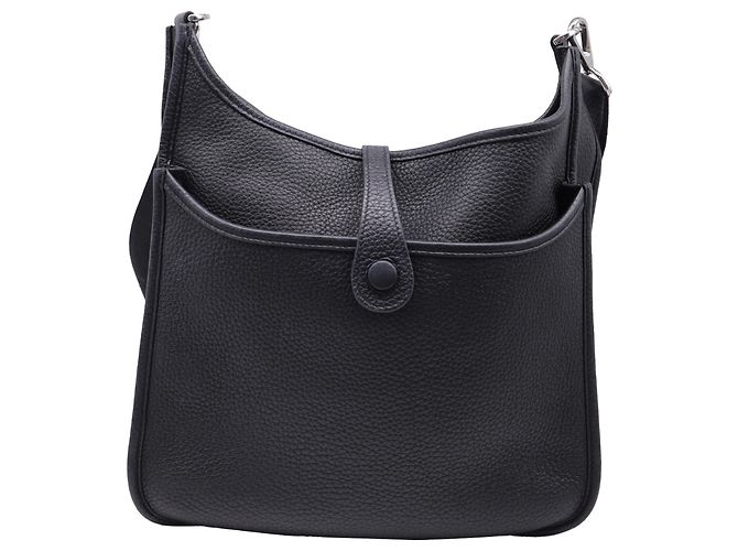 Borsa a tracolla Hermès Evelyne III in pelle Clemence nera Stampa python - vista 4