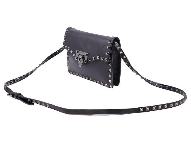 Borsa a tracolla Small Rockstud Valentino Garavani in pelle nera Nero - vista 2