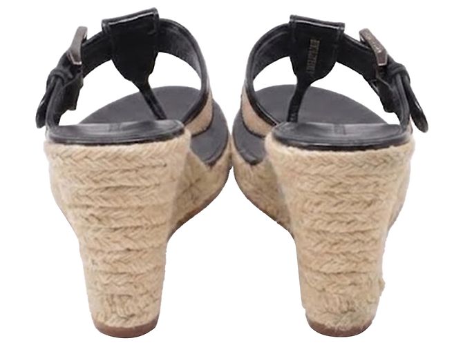 Sandali T-Strap Burberry Nova Check in pelle verniciata nera - vista 5