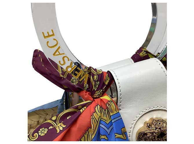 Versace gewebter Schal und La Medusa Handtasche aus multicolorigem Raffia Mehrfarben - Ansicht 10