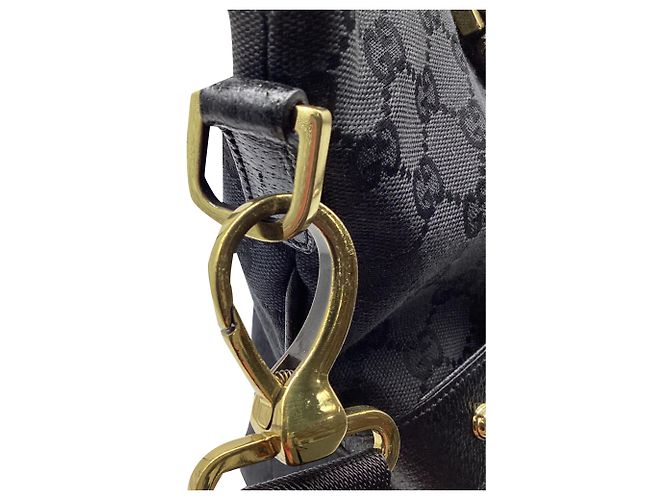 mala Tote 2 vias Gucci em lona preta Preto - vista 14