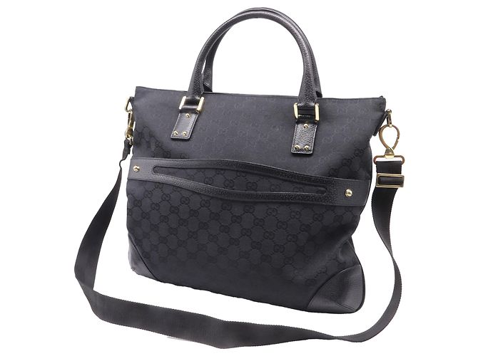 mala Tote 2 vias Gucci em lona preta Preto - vista 2