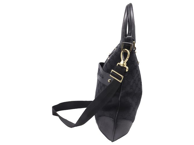 mala Tote 2 vias Gucci em lona preta Preto - vista 3