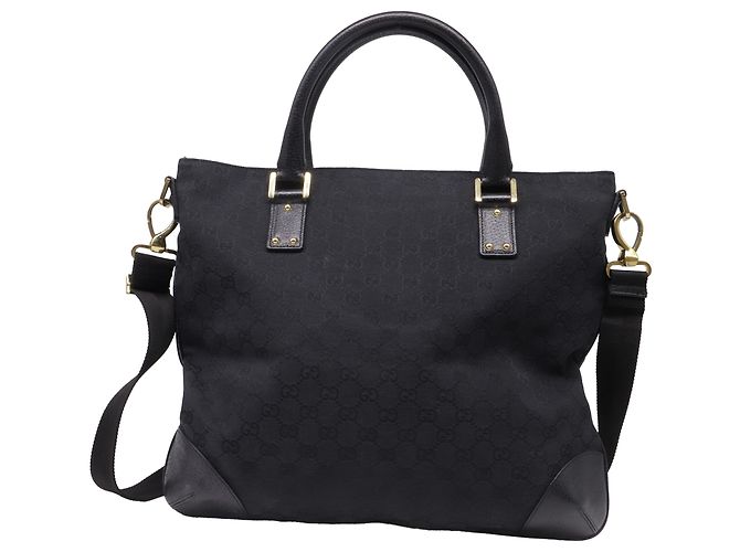 mala Tote 2 vias Gucci em lona preta Preto - vista 4