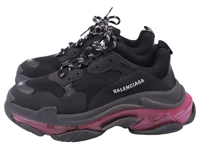 Balenciaga Triple S Clear Sole Sneaker aus schwarzem Polyester - Ansicht 4