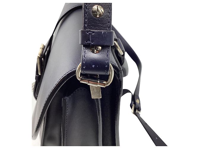 mala Proenza Schouler com pega e fivela em pele azul marinho - vista 18