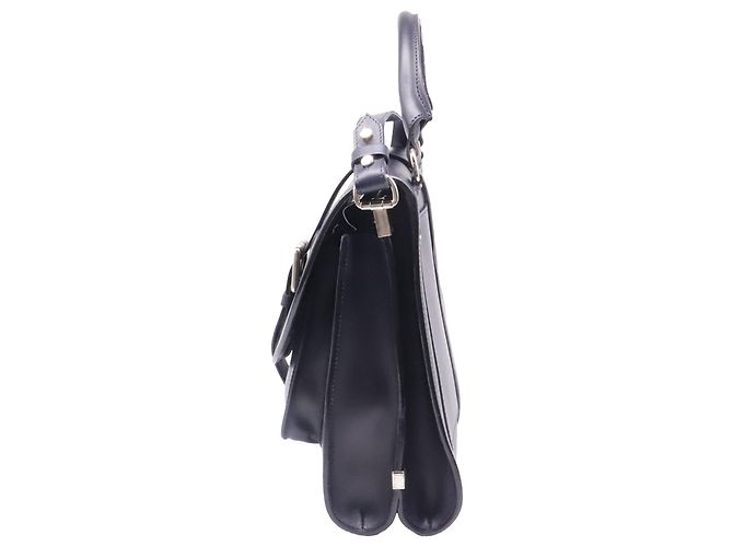 mala Proenza Schouler com pega e fivela em pele azul marinho - vista 3
