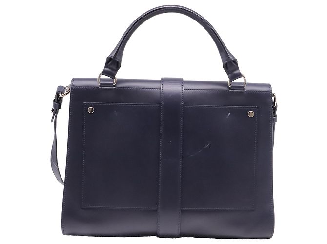 mala Proenza Schouler com pega e fivela em pele azul marinho - vista 4