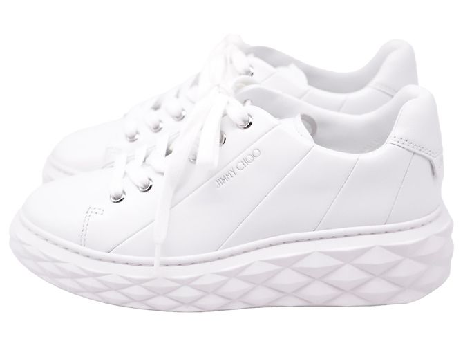 Sneakers Jimmy Choo Diamond Light Maxi/ F in pelle bianca Bianco Crudo - vista 4