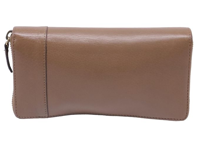 Cartera larga con cremallera Gucci Interlocking G en piel marrón Castaño Roja - vista 3