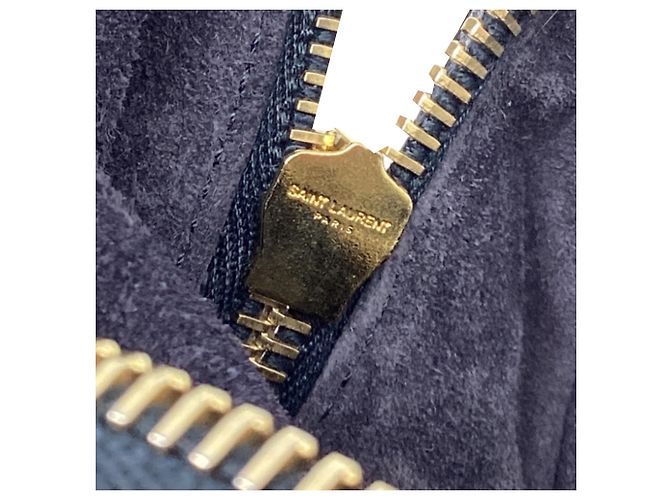 Autre Marque Borsa Baby Duffle Saint Laurent in pelle di vitello blu navy - vista 14