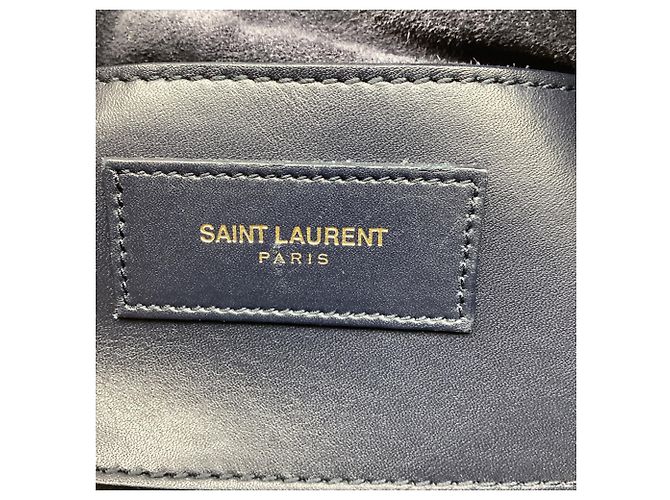Autre Marque Borsa Baby Duffle Saint Laurent in pelle di vitello blu navy - vista 9