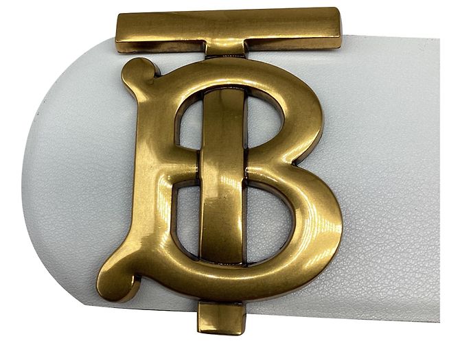 Cinturón reversible Burberry TB en piel de becerro blanca Blanco - vista 8