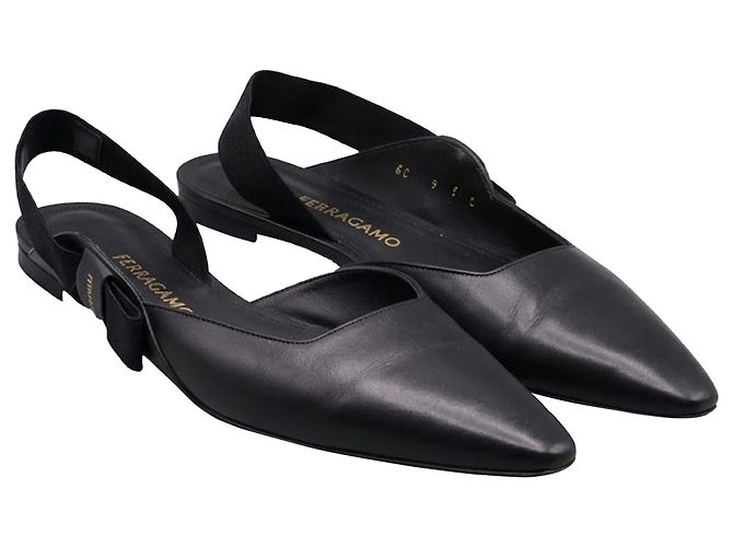 Salvatore Ferragamo Ballerine slingback Vaina Ferragamo in pelle nera Nero - vista 3