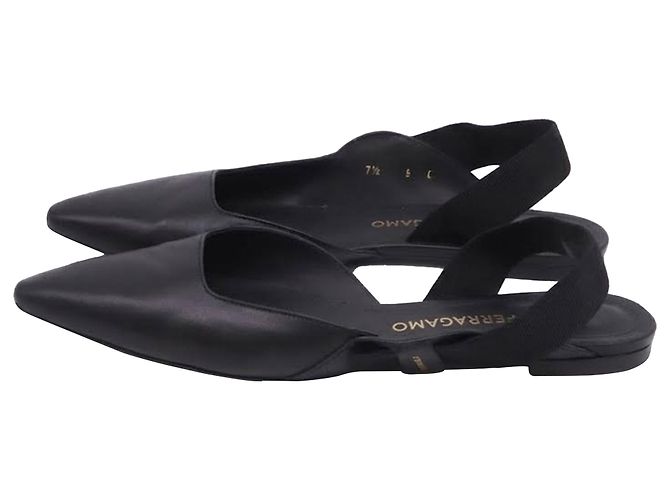 Salvatore Ferragamo Ballerine slingback Vaina Ferragamo in pelle nera Nero - vista 4
