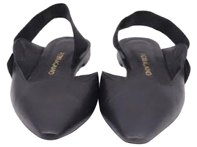 Salvatore Ferragamo Ballerine slingback Vaina Ferragamo in pelle nera Nero - vista 6