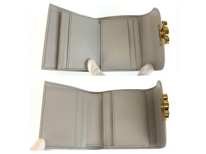 Céline Celine Small Flap Wallet Triomphe Grigio - vista 4