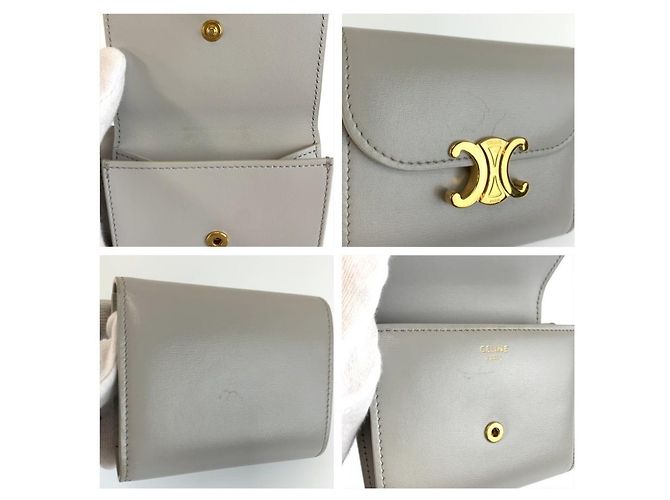 Céline Celine Small Flap Wallet Triomphe Grigio - vista 9