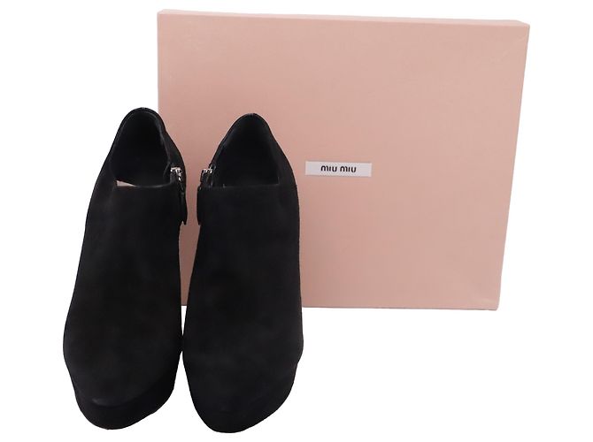 Stivaletti Miu Miu in camoscio nero - vista 6