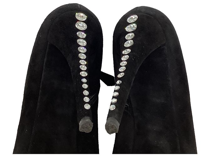 Stivaletti Miu Miu in camoscio nero - vista 9
