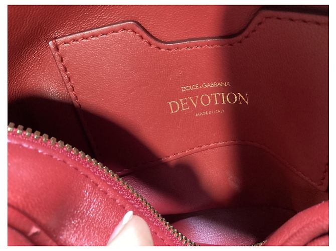 Bolsa de couro em forma de coração Dolce & Gabbana Devotion em couro vermelho Bordeaux - vista 12