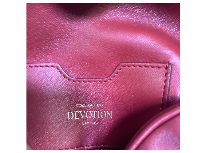 Bolsa de couro em forma de coração Dolce & Gabbana Devotion em couro vermelho Bordeaux - vista 13