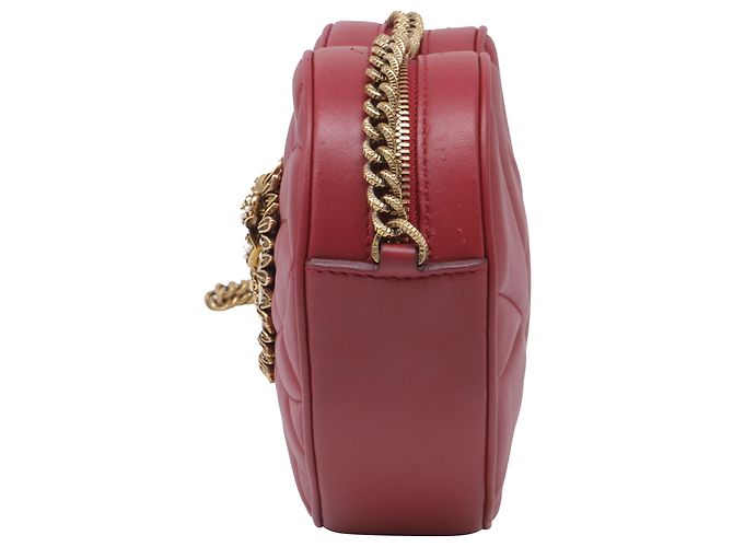 Bolsa de couro em forma de coração Dolce & Gabbana Devotion em couro vermelho Bordeaux - vista 3