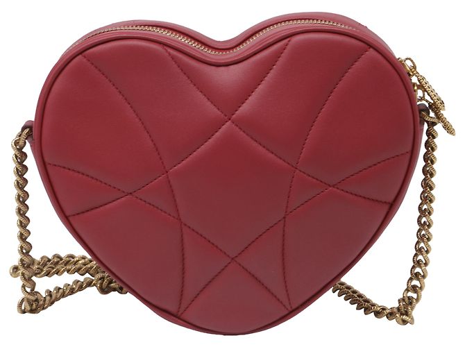 Bolsa de couro em forma de coração Dolce & Gabbana Devotion em couro vermelho Bordeaux - vista 4