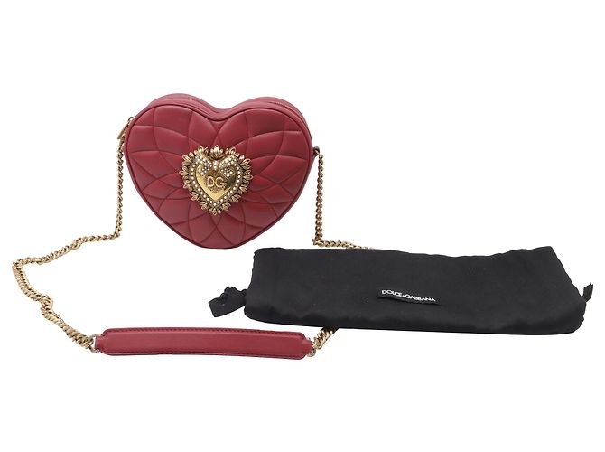 Bolsa de couro em forma de coração Dolce & Gabbana Devotion em couro vermelho Bordeaux - vista 5