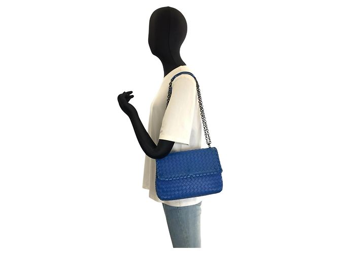 Borsa a tracolla Bottega Veneta Intrecciato Olympia con catena - vista 8